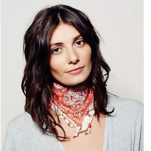 Free People Accessories - Free People Scarf  OR Neck Kerchief Heirloom Embroidered Bandana NWT & FP BAG